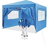 Pavillon 3x3m Wasserdicht,Faltpavillon mit 4 Seitenteilen,UV-Schutz von 50+,Pop up Pavillon,Sonnenschutz,Tragetasche, Partyzelt,Gartenpavillon Tragbare,B