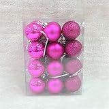 12/24 Teile/Satz Neuheiten Glitter Chic Weihnachten/Geburtstag/Hochzeit Kugeln Ornament Ball Party Wohnkultur Neujahr 11 Farben-Rose Pink,C