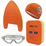 wdehow Schwimmbrett mit Schwimmbrille und Hut, Schwimmhilfe für Kinder, wasserdicht, Einheitsgröß