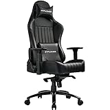 GTPLAYER Gaming Stuhl Bürostuhl Gamer Ergonomischer Stuhl mit Lendenkissen, Hohe Rückenlehne, Drehstuhl mit einstellte Kopfstütze, 150 kg Belastbarkeit, PU-Leder, schw