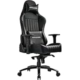 GTPLAYER Gaming Stuhl Bürostuhl Gamer Ergonomischer Stuhl mit Lendenkissen, Hohe Rückenlehne, Drehstuhl mit einstellte Kopfstütze, 150 kg Belastbarkeit, PU-Leder, schw