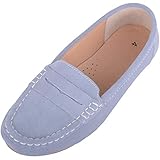 Absolute Footwear Damen-Schlupfschuhe aus Wildleder, mit kontrastierenden, weißen Nähten, Blau - babyblau - Größe: 40 EU