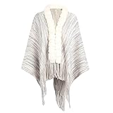 ZYYM Poncho Damen Vintage Elegant Warm Überwurf Schal Strick Capes für Frauen Wrap Damen Winter Umhang Strickjacke Warm Mäntel Poncho Cape Damen Stilvoll Strickjacke Einfarbig