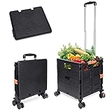 Gimify Faltbarer Einkaufstrolley, Handwagen mit 4 Lenkrädern 2 Bremspedale Teleskop-Zugstange zum Einkaufen Gepäck tragen - Schw