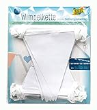 folia 2374 - Wimpelkette, 15 Wimpel, ca. 3,80 m lang, 2 Stück, weiß - zum bemalen, bekleb