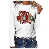 Weihnachten Long Shirts Damen Sommer floryday Pullover Damen tredy Fashion Damen Weiss Pullover Sommer blusen für Damen Vogue Tshirt Damen Business Outfit Damen Elegante b