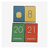 Dzwyc Schreibtischkalender 2021Retro Schreibtischkalender doppelseitig Schreibtisch Kalender Kontrastfarbe Countdown-Tischkalender Kleiner Flip-Schreibtischkalender Desktop (Color : Two Books)