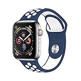 Armband kompatibel mit Apple Watch, weiches Armband 42 mm/44 mm, für Smartwatch, Blau / Weiß,