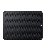 ZJQQ Silikonschicht Trocknungsmatte, hitzebeständige Silikonmatte, Küchenteller Ablaufmatte, BPA-frei, Flexibles Material, Drainage-Mund, für Theke,Schw