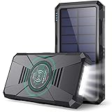 HETP Power Bank 30800mAh - PD25W Wireless Power Bank QC 4.0 Fast Charging Solar Powerbank [4-Ausgang 3-Eingang Typ-C] Externer Akku Pack USB Power Banks mit LED Taschenlampe für Telefone Tab