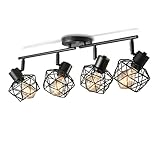 Lightess Deckenleuchte runde Deckenlampe aus Metall in Schwarz, 4-flammig, verstellbare Deckenspots Drehbar und Schwenkbar Spots, E27, max. 40 Watt, Retro/Vintage (Ohne Leuchtmittel)