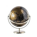 JJYY Weltkugel mit Metallständer, 720-Grad-Drehung Kinder Erwachsene Desktop Geographic Globes Pädagogisches Geschenkspielzeug, Schwarzgold-F