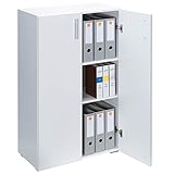 Deuba Kommode Vela 3 Fächer 2 Türen 115,5 x 60 x 31cm Holz Ordner Bücher Aktenschrank Mehrzweckschrank Standschrank Weiß