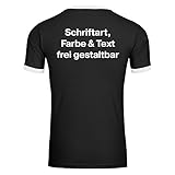 Herren zweifarbiges T-Shirt Druck hinten (Anpassung von Text, Schriftart, Schriftfarbe und Artikel Farbe) - Größe S bis 3XL - Bedrucken Wunschtext Shirt Männer, Größe:L, Farbe:schwarz/weiß