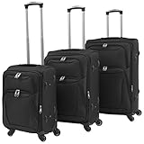 vidaXL 3X Reisekoffer Schwarz Weichgepäck Trolley Handgepäck