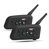 EJEAS V6 Pro Motorradhelm Bluetooth Intercom Headset 1200M 2 Personen Vollduplex Wireless Motorrad Interphone Verbinden Sie bis zu 6 Fahrer zum Motorradfahren, Skifahren und Klettern (2 Packung)