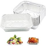 25 Stück Aluschalen Grillschalen Alu Schale Deckel Rechteckig Grillschalen Tropfschalen Grill Aluschalen Aluminium Grillschalen Aluschalen mit Deckel Zum Kochen, Grillen und Braten, 450