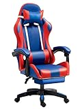 WMYDYBD Gaming Stuhl Massage mit fußstützen Ergonomisch PC Stuhl Game schreibtischstuhl 150kg,Verstellbarer zocker Bürostuhl Gaming Sessel Computer Stuhl atmungsaktiv PU L