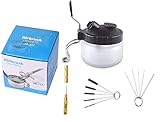 Poweka Glasmaterial Airbrush Reinigungsset mit 5 Reinigungsnadeln, 5 Reinigungsbürsten, Reinigungstopf und Golden Airbrush Nadel S