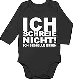 Shirtracer Statement Sprüche Baby - Ich Schreie Nicht, ich bestelle Essen! - 3/6 Monate - Schwarz - Babystrampler mädchen neugeboren - BZ30 - Baby Body Lang