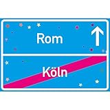 vanva Rom Ortsschild Köln Schild Rom Köln Türkis 30 x 20cm - Lustige Geschenke oder Dekoration - Party Deko Geschenkideen Scherzartik