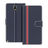 COODIO Handyhülle für Samsung Galaxy Note 3 Handy Hülle, Samsung Galaxy Note 3 Hülle Leder Handytasche für Samsung Galaxy Note 3 Klapphülle Tasche, Dunkel Blau/R