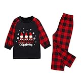 Weihnachten Familie Schlafanzug Weihnachtsmann im Schnee Print Pyjamas Outfit Mutter Vater Kind Weihnachten Pyjama Set Langarm Rot Karierte Tops Lange Hosen Sets Nachtwäsche Pyjamas S