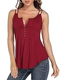 Damen Tops Sexy Bluse Leibchen T-Shirt Knopfleiste Tunika Shirt Tops U