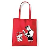 Art T-shirt, Tasche Sholder Super Mario Graffiti Banksy, Rot - rot - Größe: Taglia U