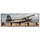 etc-shop Garderobenleiste Vintage Flugzeug Motiv Garderobenhaken mit Bild Flur Wandgarderobe, Retro MDF, 5X Metallhaken, LxH 60x20