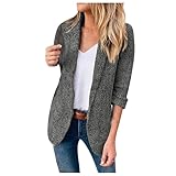 TTWOMEN Damen Casual Langarm Jacke Tops Einfarbig Lose Bürokleidung Anzug Outwear Mantel B