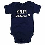 shirtdepartment Baby Body Kieler Küstenkind Bodysuit Strampler Kiel Küste Meer See, dunkelblau-weiss, 62-68