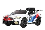 ROLLPLAY Elektroauto BMW M8 GTE, Für Kinder, 3 – 6 Jahre, 12 V 7 Ah Akku, 5 km/h, inkl. Fernsteuerung, MP3, Radio, Weiß