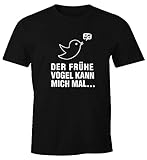 MoonWorks Herren T-Shirt mit Spruch - Der frühe Vogel kann Mich mal - Fun-Shirt schwarz L