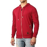 Herrenbekleidung mit Kapuze, Reißverschluss, einfarbig, warm, für Herren, Poloshirt, Rugby-Shirts, Patchwork-Top, Größe S-XXXXXXXL, Rot1, XL