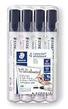 STAEDTLER Lumocolor 351 WP4-9X Whiteboard-Marker (Rundspitze ca. 2 mm Linienbreite, Set mit 4 schwarzen Markern, hohe Qualität, trocken und rückstandsfrei abwischbar von Whiteboards)