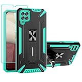 Samsung Galaxy A12 Hülle, Samsung A12 Handyhülle, mit HD Schutzfolie [Military Grade Stoßfest] Schutzhülle mit Ständer Schutzhülle Case Cover für Samsung Galaxy A12 (Mint)