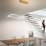 LED Pendelleuchte Moderne Einfachheit Kronleuchter Wohnzimmer hängendeLeuchte Wellig hängend lampe Dimmbar mit Fernbedienung Höhenverstellbar Esszimmer lampen innenbeleuchtung (Gold, L80cm/40W)