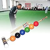 BIWABrave Cricket Set Kinder,Crocket Spiel bis zu 6 Spieler,Beinhaltet Krocket-Holzschlägel,Allwetterkugeln,Holzpfähle und Metall-Wickets–klassisches Familien-Outdoor-Sp