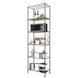 Devo Standregal mit 6 Ebenen, Metallregale Drahtregal, Freistehend, Aufbewahrungsregale, Organizer für Küche/Garage/Badezimmer, 56 x 31 x 160 cm (Black)