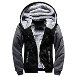 XWLY Fleecejacke Herren Urban Mode Farbabstimmung Mit Kapuze Männer Baseballkleidung Herbst Winter Fleecefutter Herren Longsleeve Outdoor Warm Herren Winterjack