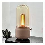 DSWHM LED-Nachtlicht, modern, schlicht, Metallic-Glas, USB-Anschluss, tragbar, für Baby-Schlafzimmer, verstellbare Helligkeit, Nachttischlamp