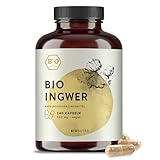 BIONUTRA® Ingwer Kapseln Bio (240 x 600 mg), hochdosiert, deutsche Herstellung, 4-Monatspackung, vegan, ohne Zusätze, kontrolliert biolog