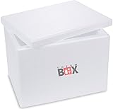THERM BOX Styroporbox - Thermobox für Essen & Getränke - Styropor Kühlbox Warmhaltebox Innen: 34x24x24cm - 19,58 Liter Wiederverwendb