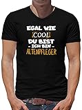 TShirt-People Egal wie cool Du bist, ich Bin Altenpfleger T-Shirt V-Kragen Herren L Schw