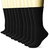 Amazon Essentials 10-Pack Cotton Cushioned Crew Socken, Schwarz, 36-39.5, 10er-Pack