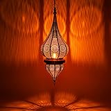 Orientalische Lampe Pendelleuchte Schwarz Fayna 55cm E27 Lampenfassung | Marokkanische Design Hängeleuchte Leuchte aus Marokko | Orient Lampen für Wohnzimmer Küche oder Hängend über den E