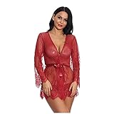 VESNIBA Sexy Dessous für Frauen Naughty Babydoll Nachtwäsche Kimono Morgenmantel Spitze Robe Transparent Nachthemden Teddy Nachtwäsche mit G-String