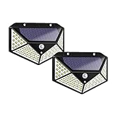 2pcs Garden 100 LED Solar Lamp PIR Motion Sensor LED Solar Light Solar Powered By Sunlight Waterproof for Outdoor Wall Street D