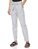 VERO MODA Damen Vmeva Hr Loose Paperbag Cot Ps P Noos Ki Hose, Mehrfarbig (Snow White Stripes: Navy Blazer Stripes), M 30 EU